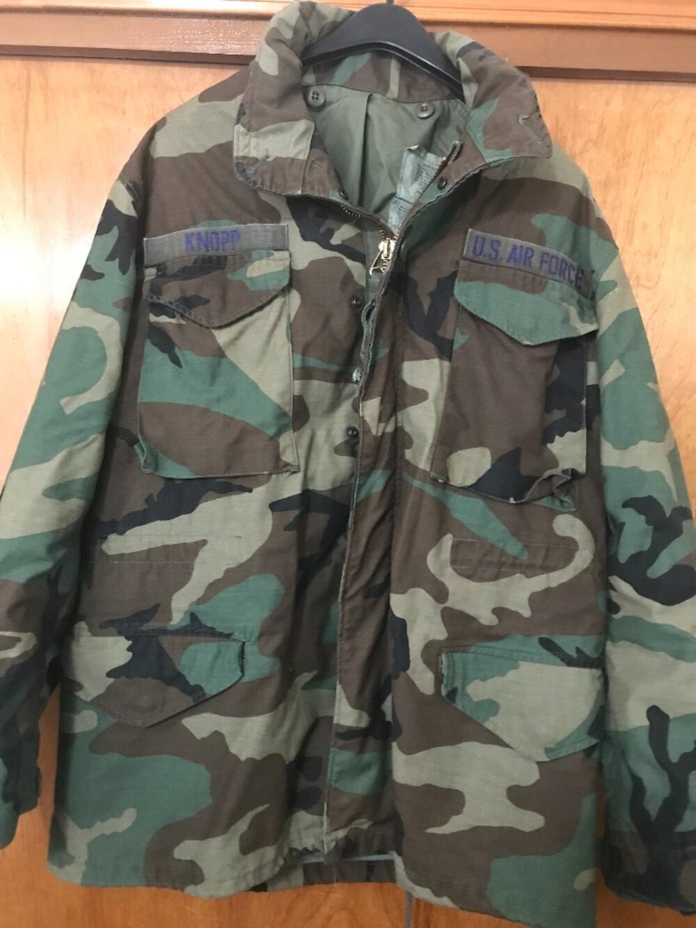 US Military Woodland Camo Cold Weather Field Coat Med Reg. AF DLA100-85-C-0560